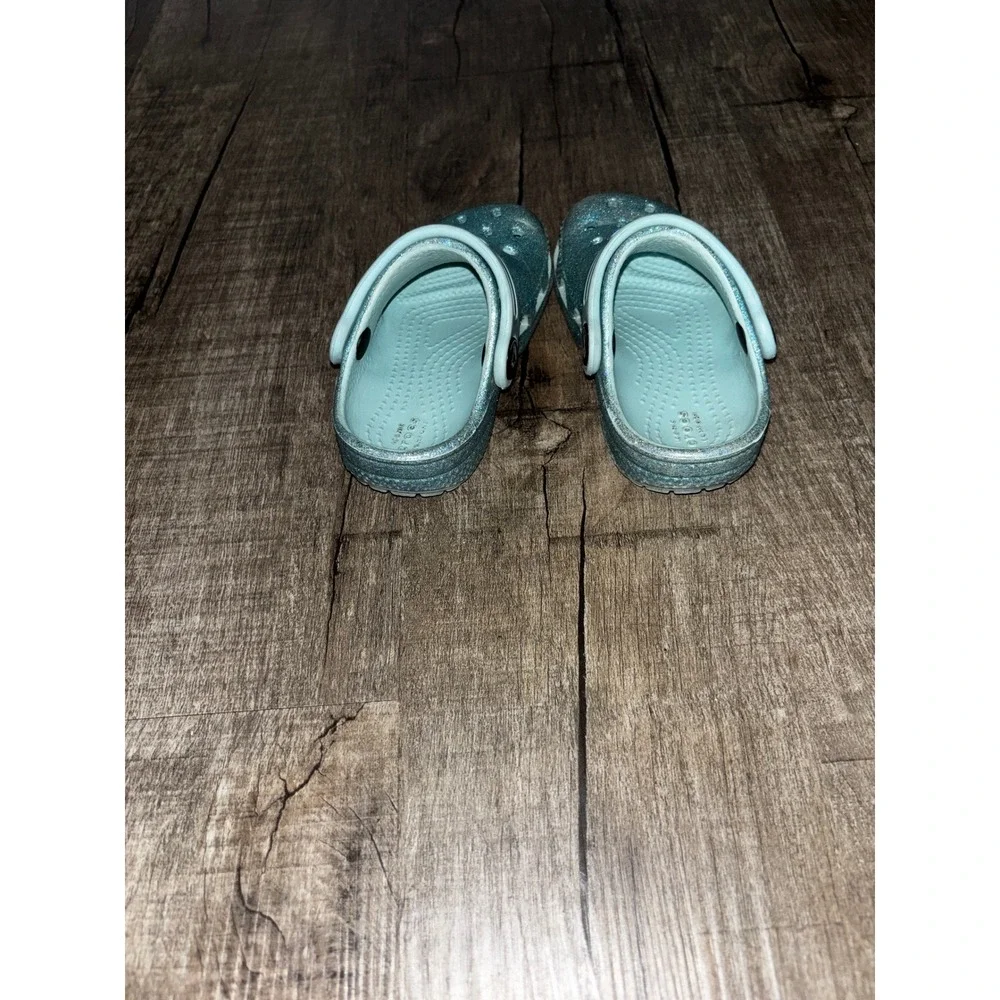 Crocs Kids Classic Glitter Clog Light Blue Sparkle‎ Shoes Size C6